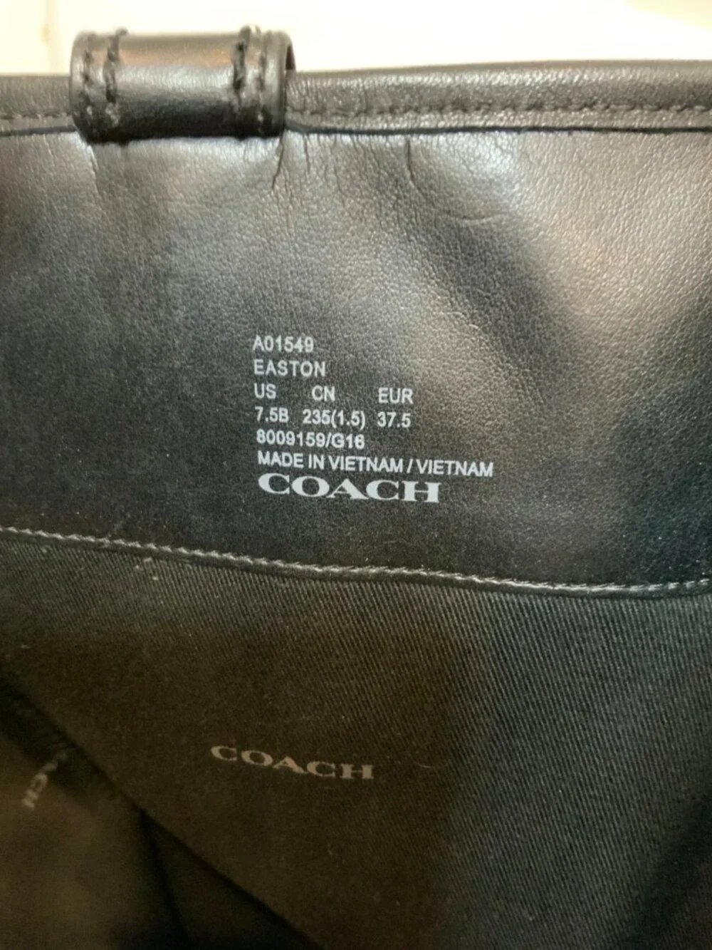 Coach Black Leather Easton Knee High Riding Boots, Size 7.5